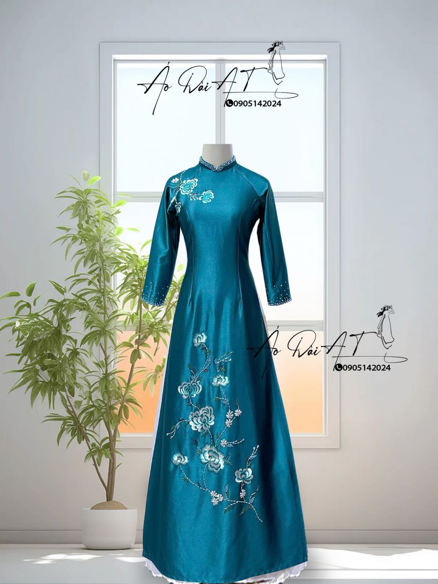 ao-dai-ba-sui-trung-nien-mau-xanh-ADBS AT –002
